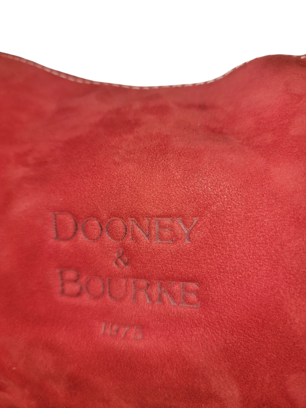 Dooney & Bourke Red Suede Hobo with Dark Brown Leather Trim